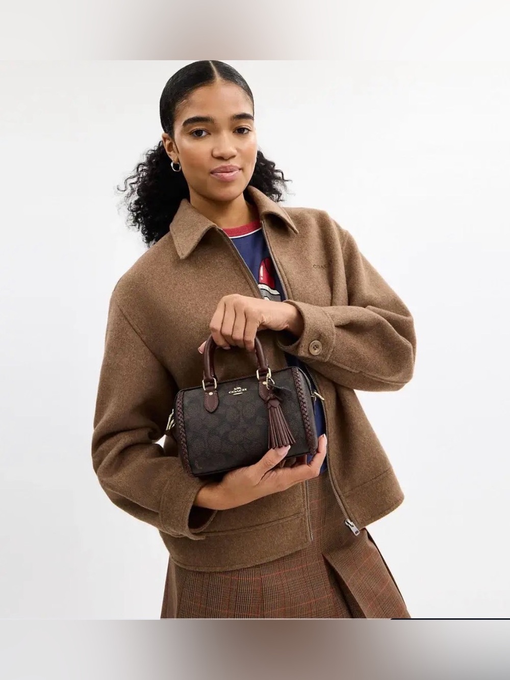 Coach Mini Rowan Crossbody Bag In Signature Canvas With Fringe - Picture 4 of 10